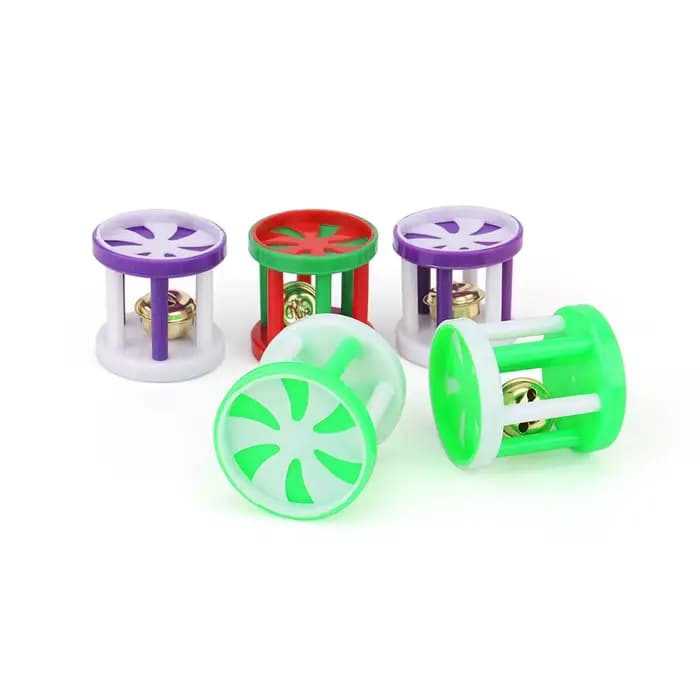 Jouets cylindriques en plastique pour animaux de compagnie avec petite cloche