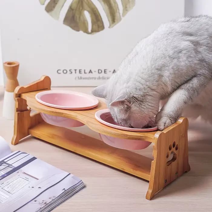 Bol en céramique réglable en hauteur pour chat