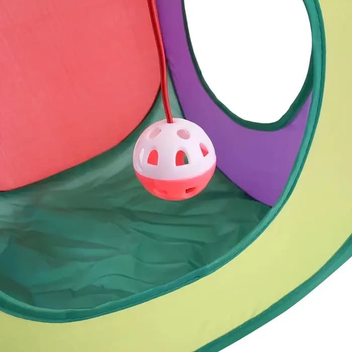 Tunnel carré pliable arc-en-ciel pour chat