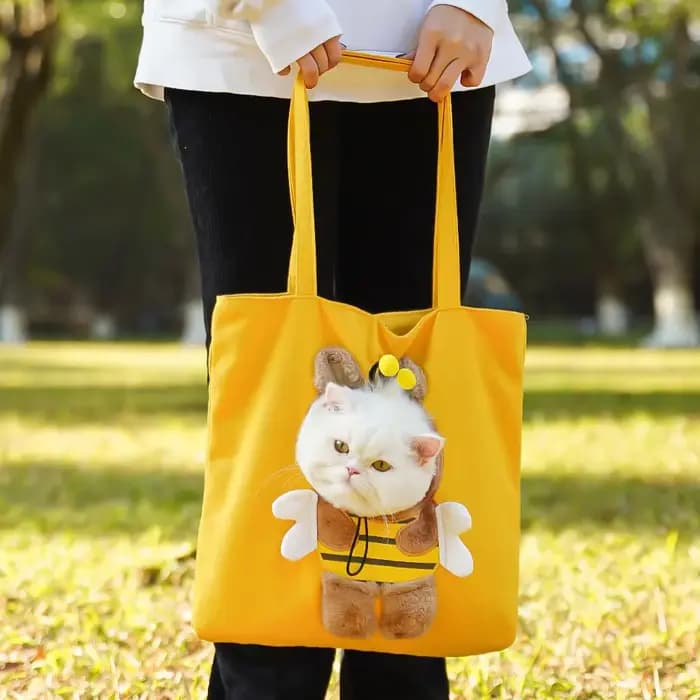 Sac à bandoulière en toile motif chat mignon
