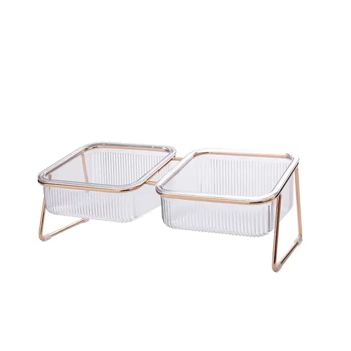 Double bol Transparent pour animaux de compagnie