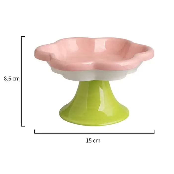 Gamelle en céramique pour chat avec motif floral et support