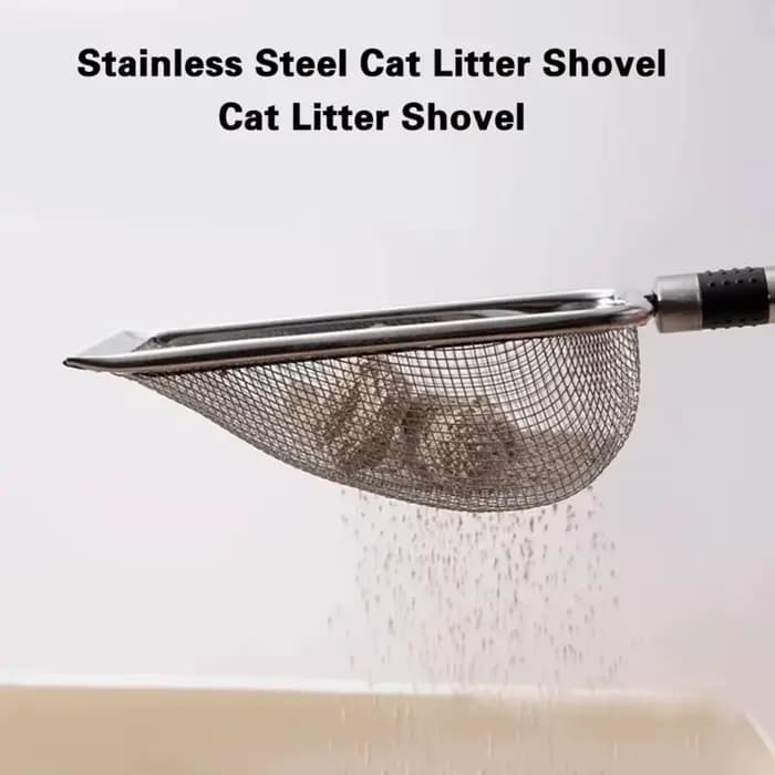 Pelle à litière pour chat en acier inoxydable – Durable, facile à nettoyer, poignée ergonomique, résistante à la rouille, idéale pour l'élimination rapide des déchets