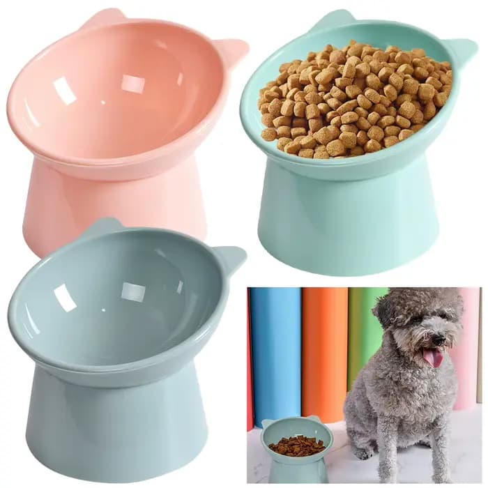 Bol incliné pour nourriture pour chat, bol surélevé pour chat, plat ergonomique pour nourriture pour chat, bol d'alimentation en plastique anti-vomissement, antidérapant pour chats et chiens