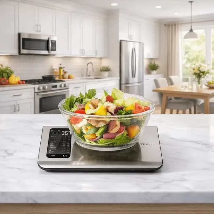 Balance alimentaire intelligente en acier inoxydable avec application gratuite et suivi de 19 nutriments