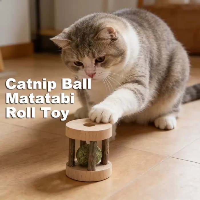 Jouet pour chat Bioline : Balle à chatouilleuse et rouleau Matatabi pour chats d'intérieur et chatons – Fournitures interactives pour le jeu
