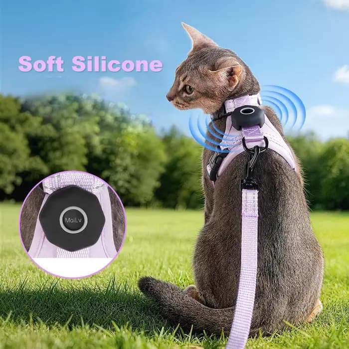Harnais anti-évasion pour chat avec poche pour traceur GPS
