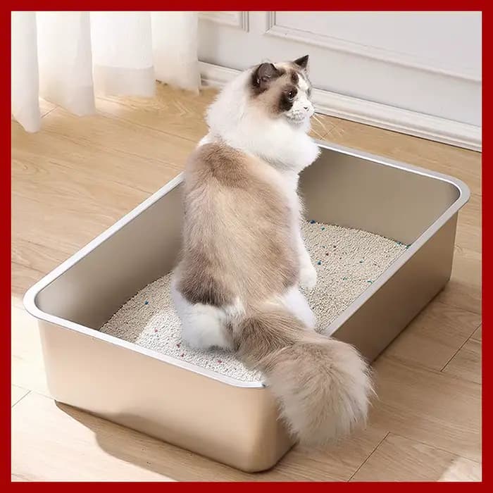 Bac à litière pour chat en acier inoxydable 304