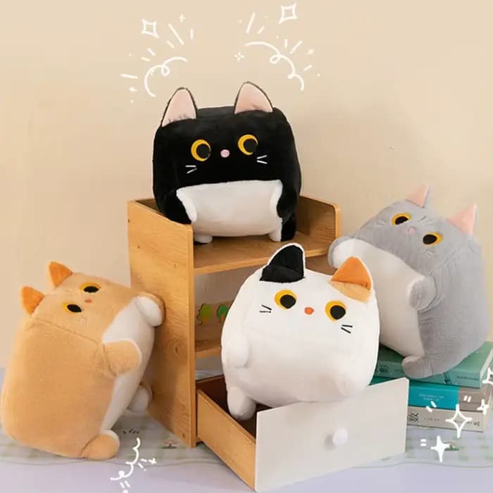 Oreiller en peluche en forme de chat carré
