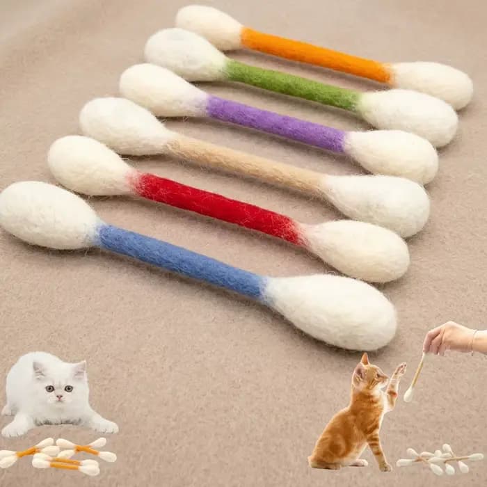 Jouets pour chat en feutre de laine, 6 pièces, pour jeu en intérieur, forme de coton-tige surdimensionnée avec herbe à chat, jouet interactif pour chat, cadeau durable et sûr