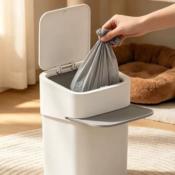 Poubelle scellée pour litière de chat avec couvercle