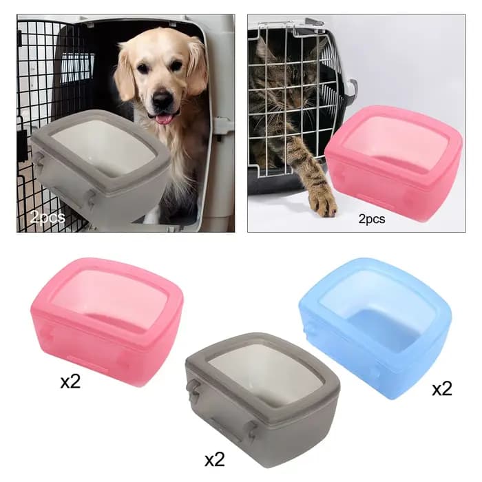 Bols de Cage de chenil pour animaux de compagnie, 2 pièces, pour cages ou caisses métalliques, bol de transport pour animaux de compagnie, eau