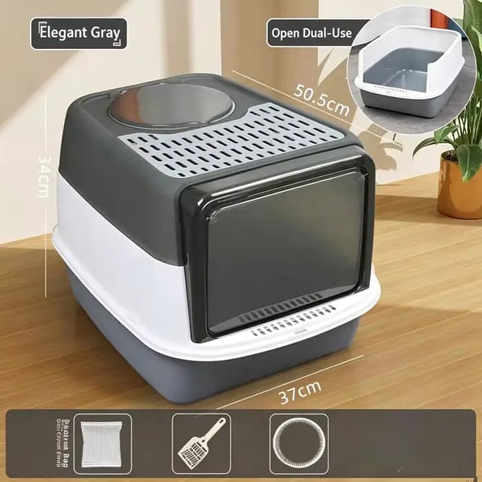 Grande litière pour chat entièrement fermée, toilette pour chat à capot anti-éclaboussures, bac à litière spacieux pour chats d'intérieur, fournitures pour animaux de compagnie