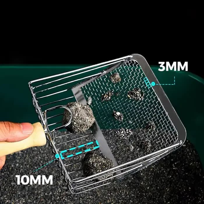 Pelle à litière pour chat en acier inoxydable