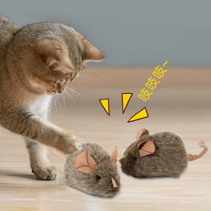 Jouet interactif pour chat en forme de souris qui chiaa - Jouet en peluche doux activé par le toucher pour l'entraînement de l'instinct de chasse des chats