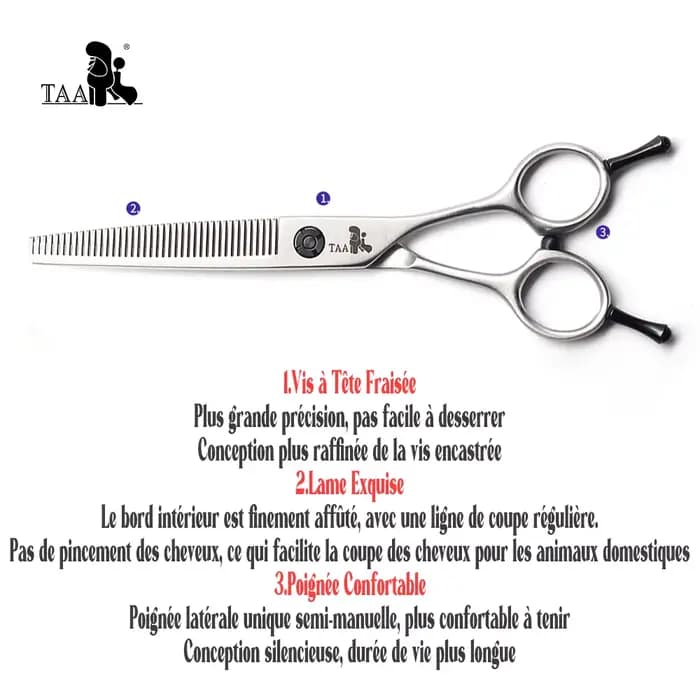 Ciseaux TAA Ciseaux de Toilettage pour Chiens Ciseaux Professionnels pour Animaux de Compagnie Ciseaux Dentelés Coupe