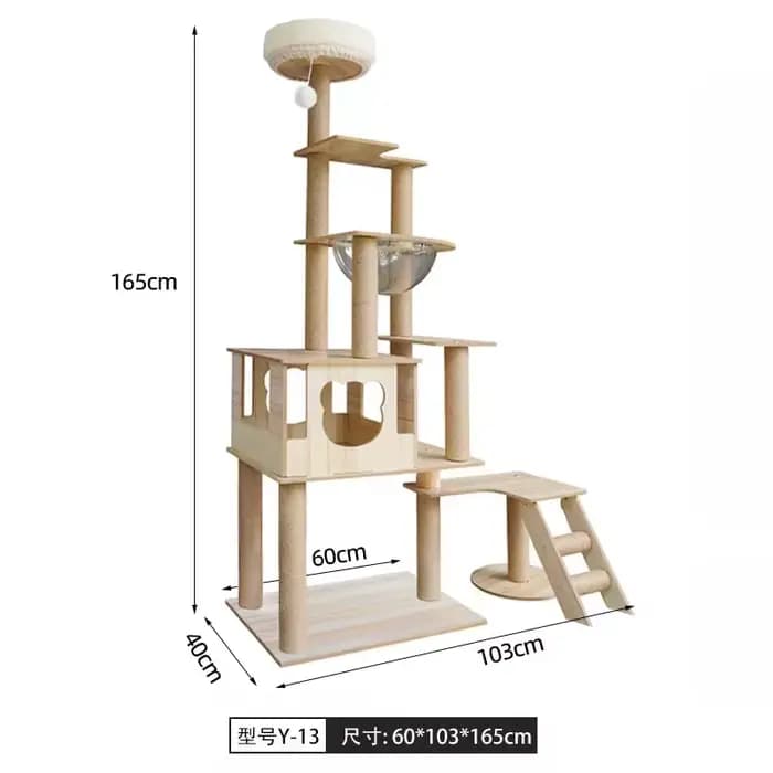 Arbre à chat en bois haut avec condo pour chat