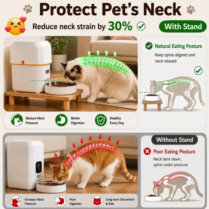 Support pour gamelles de chat pour distributeur automatique