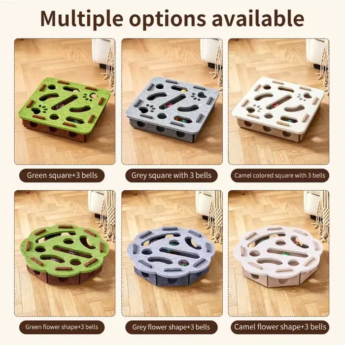 Boîte labyrinthe interactive pour chat avec clochettes et balles