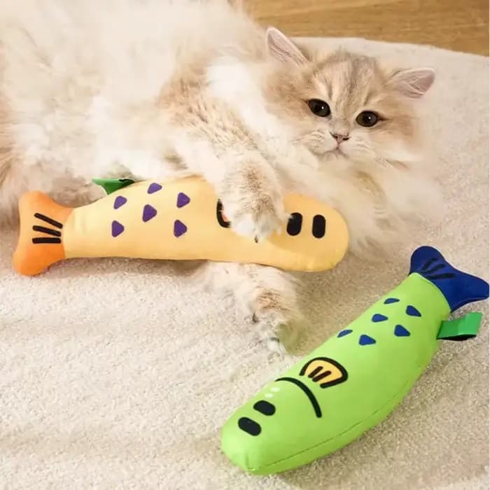 Jouet interactif pour chat en forme de poisson