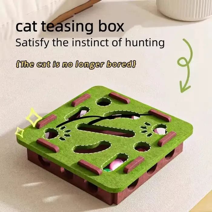 Boîte de jeu en feutre avec trous de labyrinthe pour chat