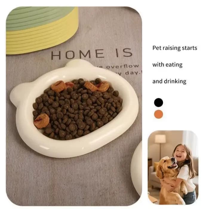 Ensemble de 2 bols peu profonds pour chat, anti-fatigue des poils, à rebord large et profil bas, pour nourriture et eau, design mignon pour chatons