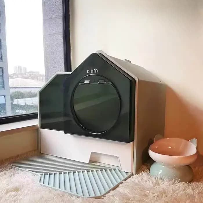 Bac à litière pour chat entièrement fermé surdimensionné, bac à litière anti-odeur de grande taille, armoire de rangement désodorisante extra-large pour chat.