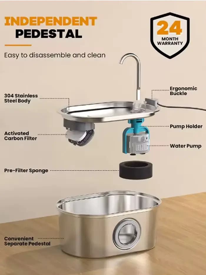Fontaine d'eau pour chat en acier inoxydable 3