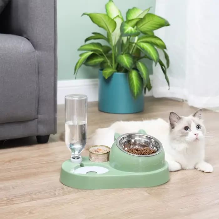 Nouveau 2-en-1 chat bol distributeur d'eau stockage