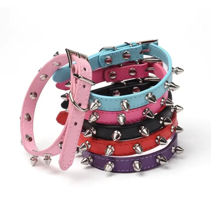 Collier pour chat en cuir anti-morsure, collier pour chat clouté avec pointes, collier réglable pour petits chiens, chiots, chatons, accessoires pour animaux de compagnie