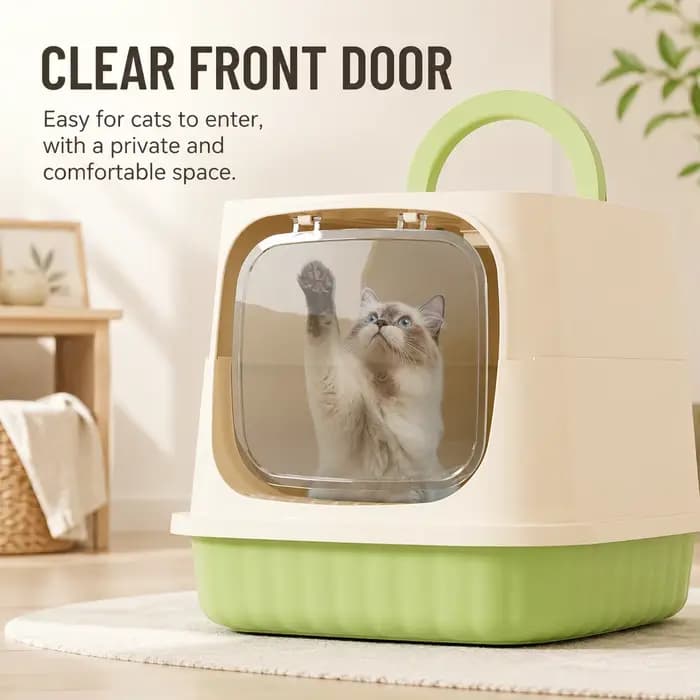 Bac à litière pour chat pliable, grand format, entièrement fermé, anti-odeur et anti-éclaboussures, avec pelle à litière et toilette portative pour chat