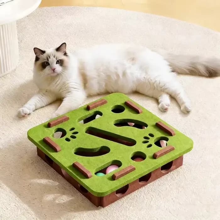 Boîte de jeu en feutre avec trous de labyrinthe pour chat