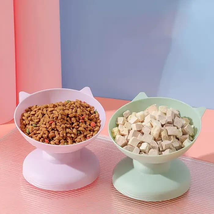 Bol de nourriture pour animaux de compagnie à col haut pour chats et chiens avec protecteur d'inclinaison d'eau plat d'alimentation Anti-basculement