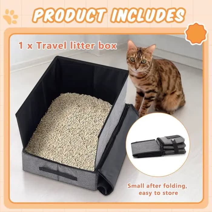 Bac à litière pliable Portable pour chat