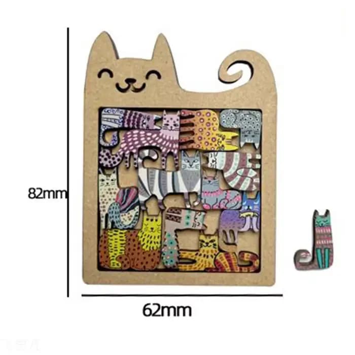 Puzzle en bois en forme de chat
