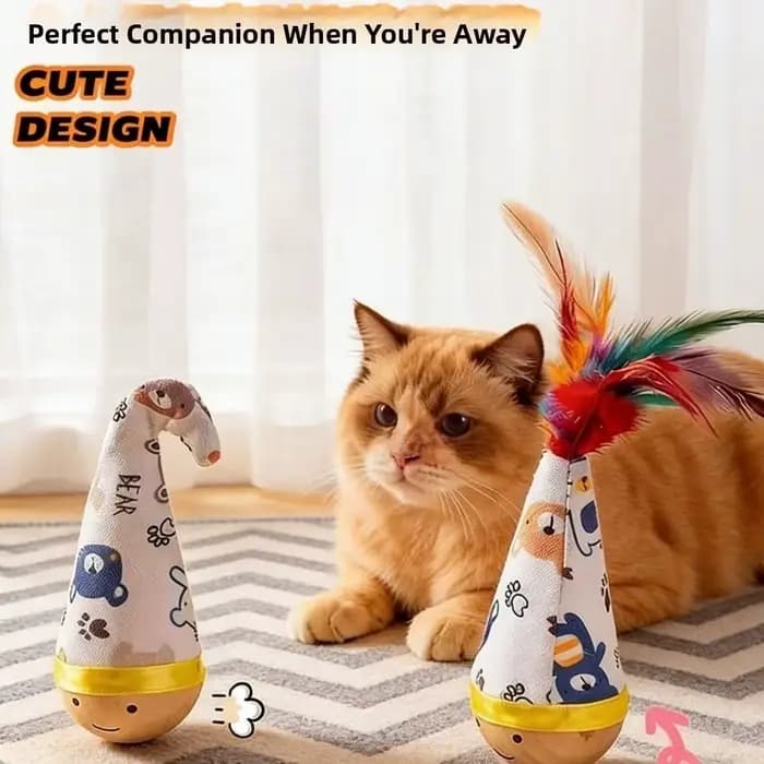 Jouets interactifs pour chat : Balle oscillante à motif de dessin animé