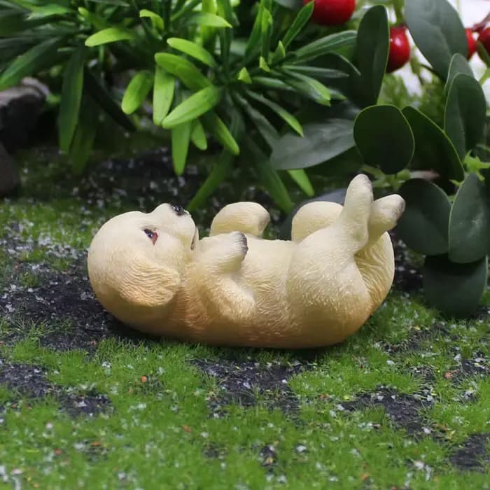 Figurine Miniature réaliste de chien de chiot de Golden Retrievers pour les décorations de maison et de jardin en résine