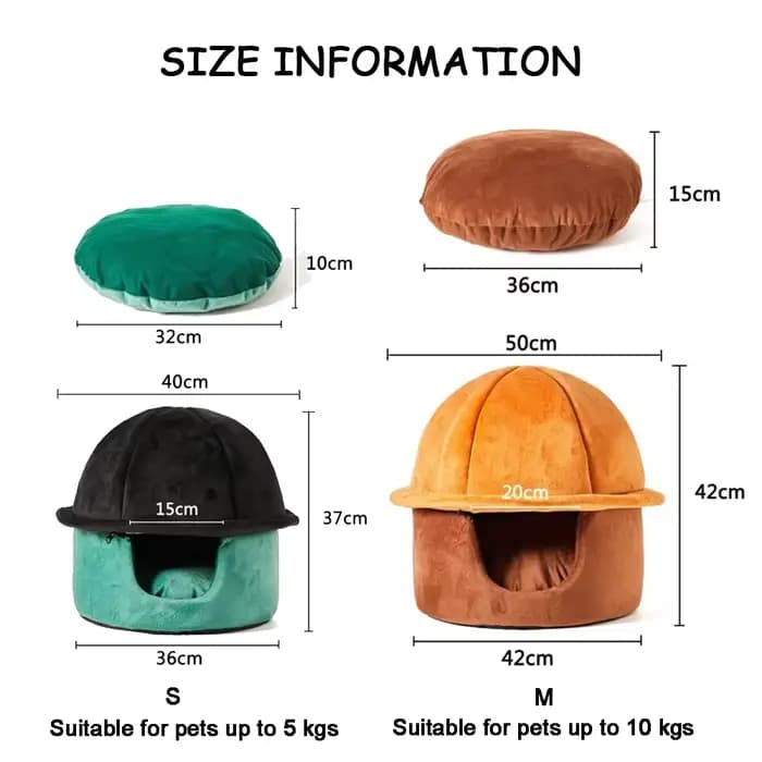 Nouveau panier-niche pour chat, chaud pour l'hiver, tout usage, petit, avec chapeau amovible, accessoires de sommeil doux pour animaux de compagnie avec oreillers