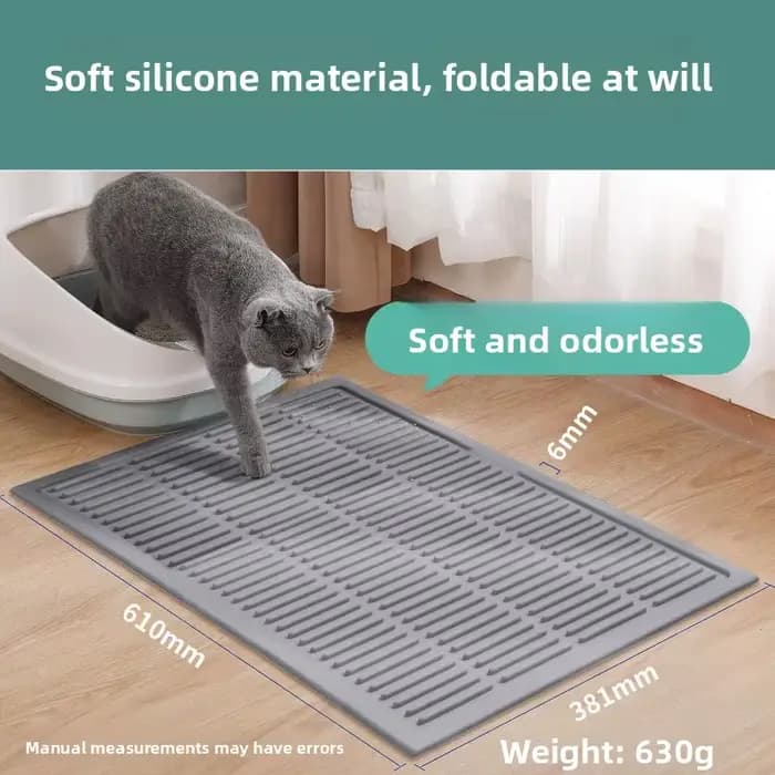 Tapis en silicone pour litière de chat, tapis antidérapant et imperméable pour animaux de compagnie, tapis en silicone résistant à l'usure et aux rayures, tapis filtrant pour sable