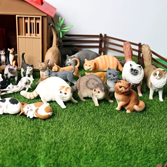 Figurines de chat persan siamois peintes à la main