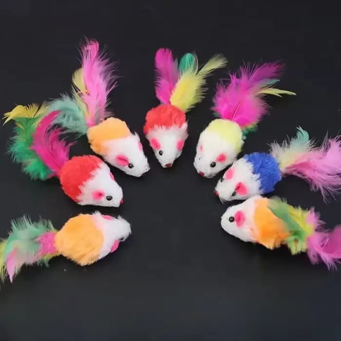 Jouets multicolores en forme de souris à fourrure pour chat