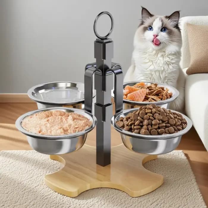 Ensemble d'alimentation et de boissons à hauteur réglable pour chiens et chats