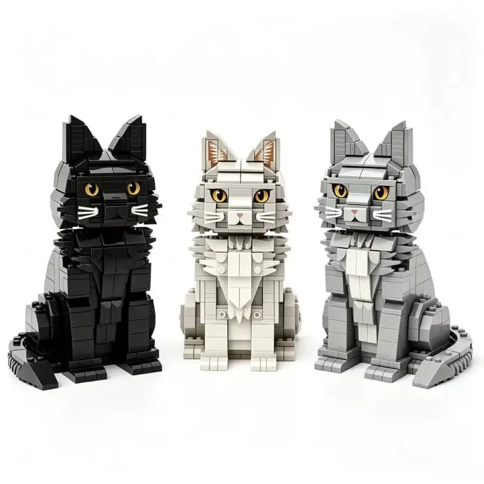 Ensemble de blocs de construction réaliste Chat Maine Coon