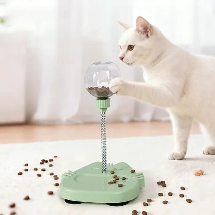 Jouet interactif pour chat avec distributeur de friandises oscillant