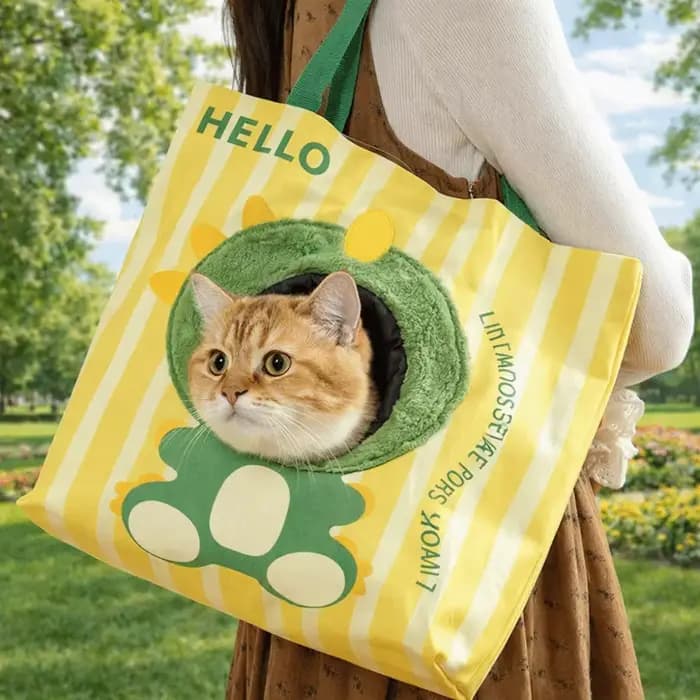 Sac de transport léger et respirant pour chat, sac à bandoulière Portable en toile avec trou pour animaux de compagnie, usage quotidien