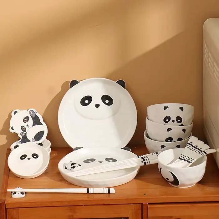 Bols en céramique créatifs assiettes dessin animé panda vaisselle mignon