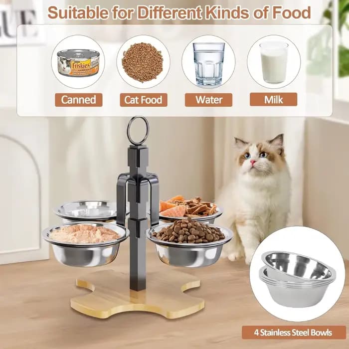 Ensemble d'alimentation et de boissons à hauteur réglable pour chiens et chats