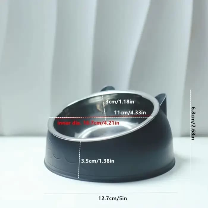 Gamelle 2-en-1 en acier inoxydable pour chat avec support oreilles mignonnes