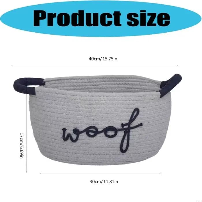 Panier rangement en corde coton fabriqué à main pour jouets chien