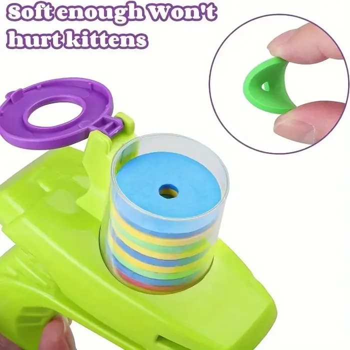 Jouet pour chien et chat avec jeu de disques volants colorés, lanceur de pistolet jouet pour animaux de compagnie, jouets interactifs pour chaton, entraînement intérieur et extérieur